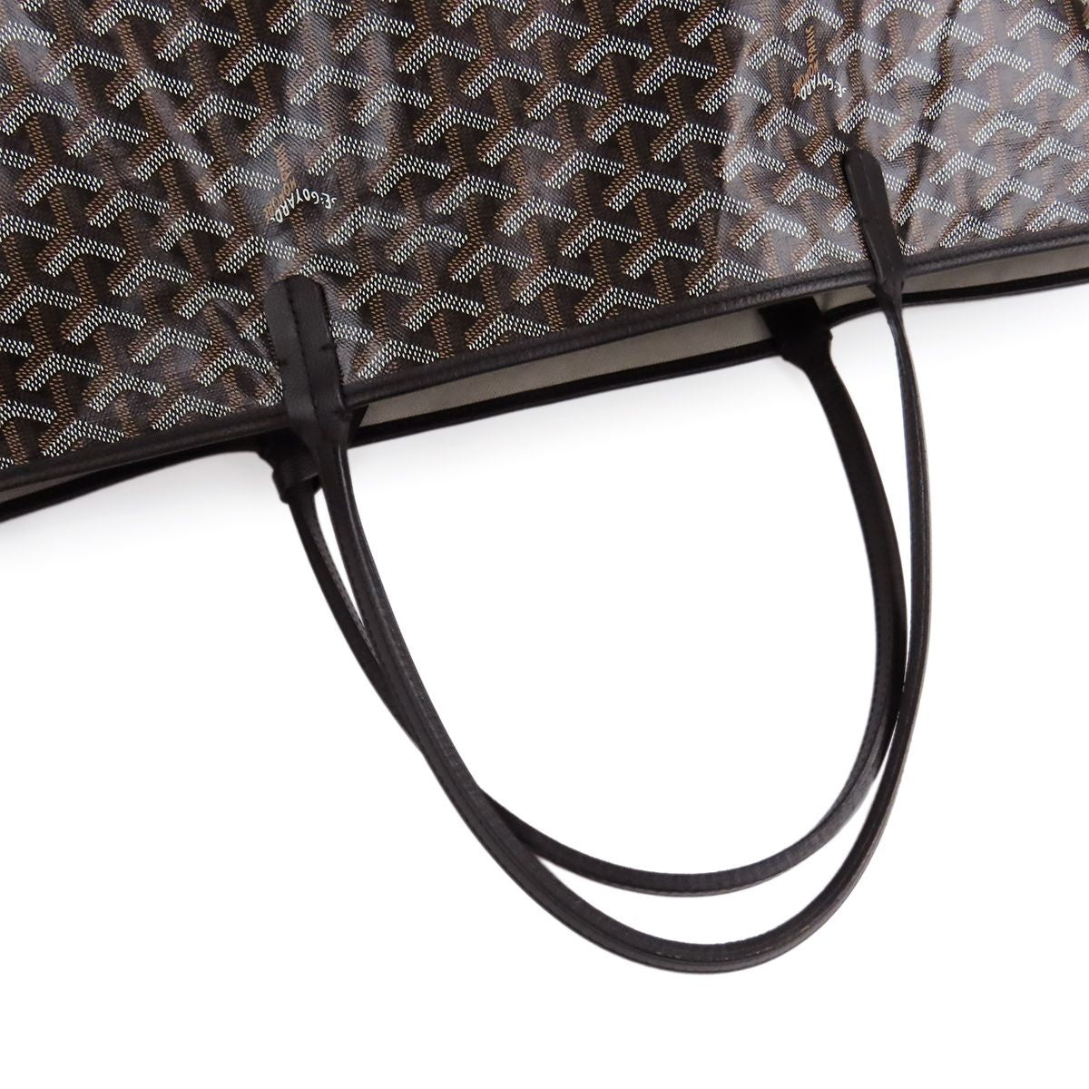 Goyard Saint Louis GM Black Brown Canvas Leather Tote Bag — view 4
