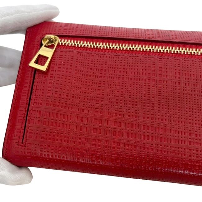 Loewe Bifold Long Wallet Red Linen 10188k98 Wallet Excellent Condition Leather