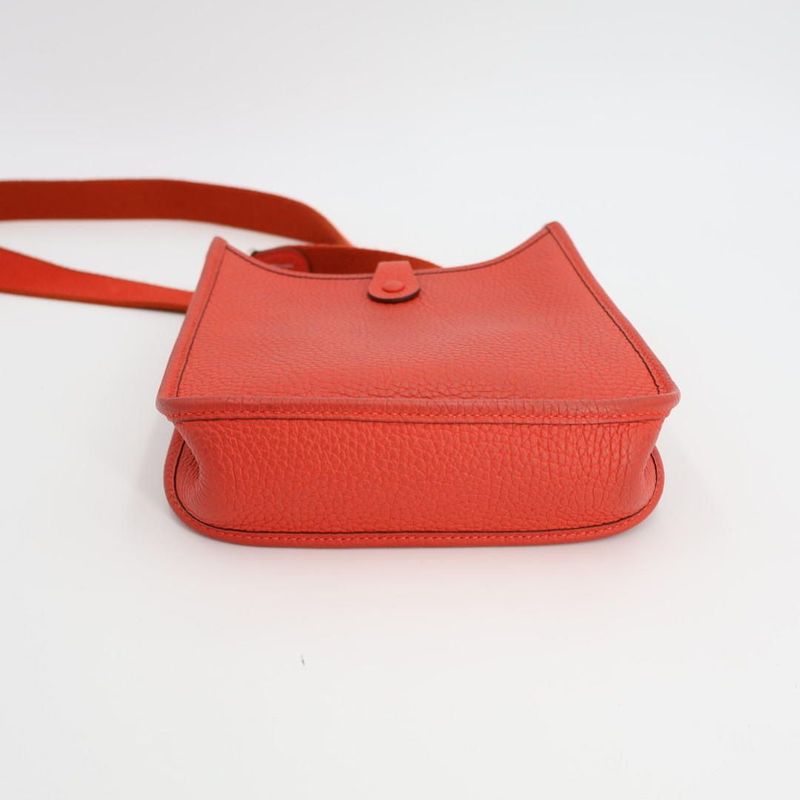 Hermes Evelyn TPM Shoulder Bag Taurillon Clemence Rouge Pivoine Silver Hardware