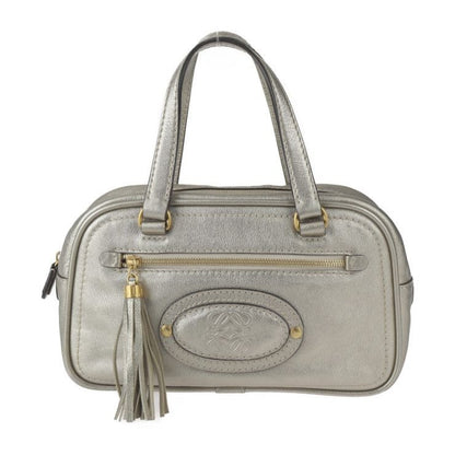 Loewe Mini Boston Bag Handbag Leather Gold Tone Anagram Tassel Fringe