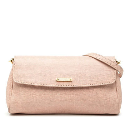 Fendi Logo Shoulder Bag Pink Leather