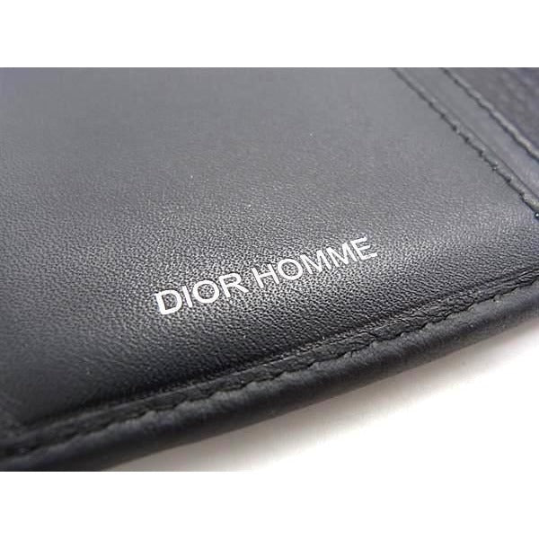 Dior Card Case Homme Black Leather CD Logo Silver — view 4