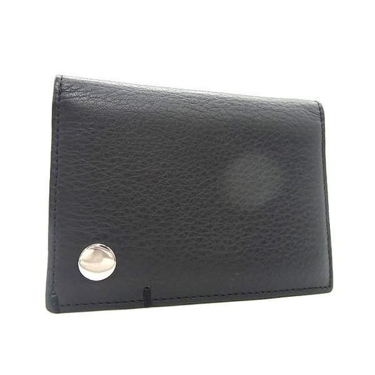 Dior Card Case Homme Black Leather CD Logo Silver