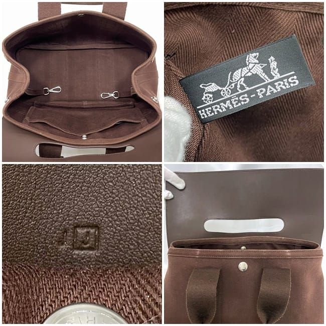 Hermes Handbag Valparaiso PM Brown Excellent Condition Canvas