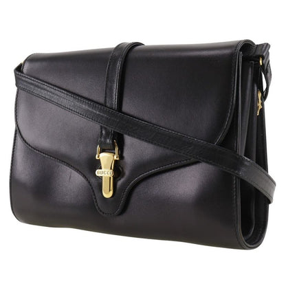Gucci Old Gucci 2WAY Clutch Calf Black Ladies Shoulder Bag