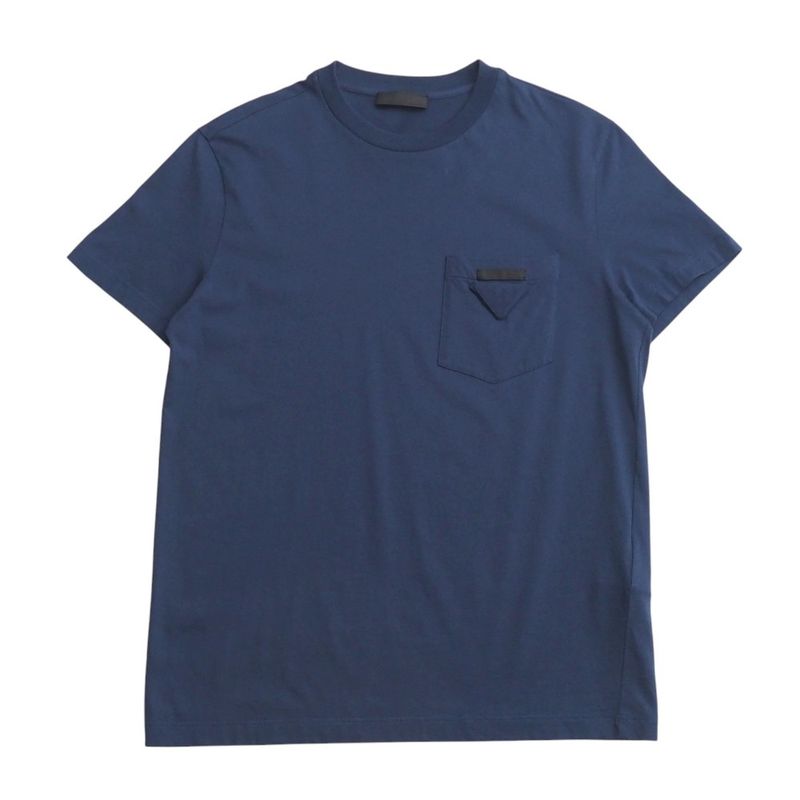 Prada Short Sleeve T-shirt Size M Triangle Patch Crew Neck Chest Pocket