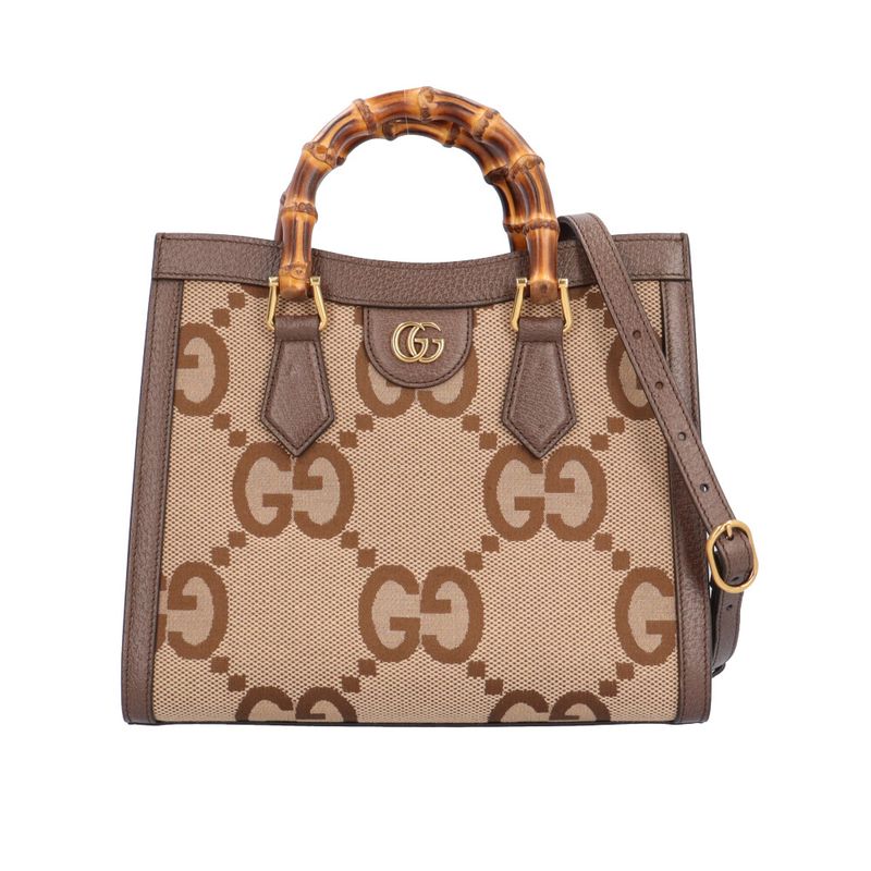 Gucci Jumbo GG Bamboo Mini Tote Diana Shoulder Bag Leather 660195 493075 Brown