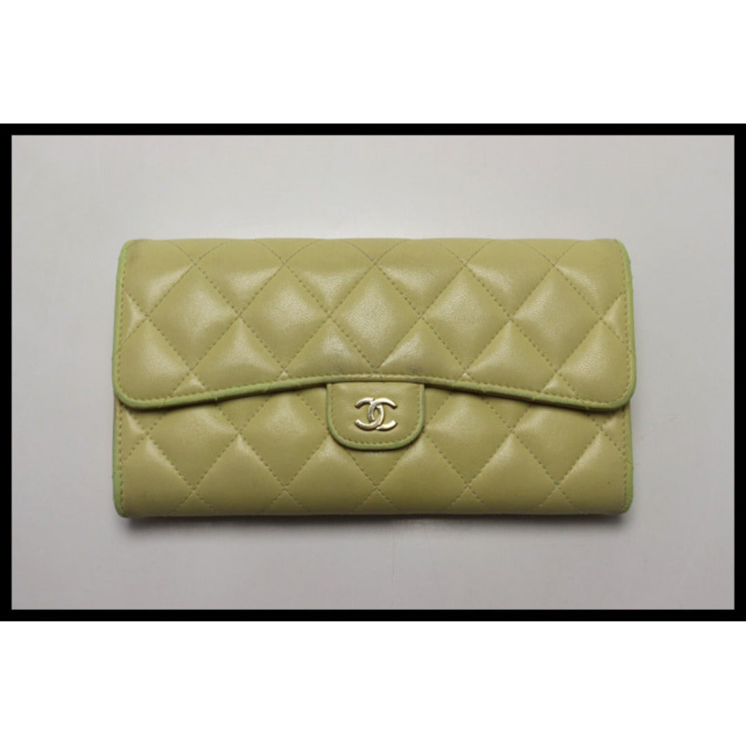 Chanel Quilted GD Metal Fittings Bifold Wallet