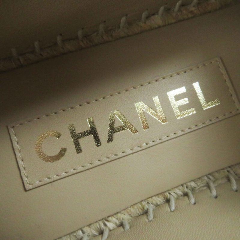 CHANEL G30898 Coco Mark Pattern Espadrilles Canvas Jute Purple 36 With