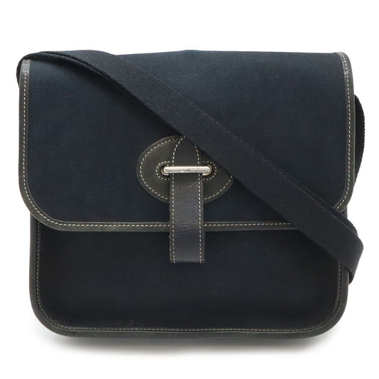 Hermes Buenaventura Mini Shoulder Bag Pochette Crossbody Toile Officier Leather