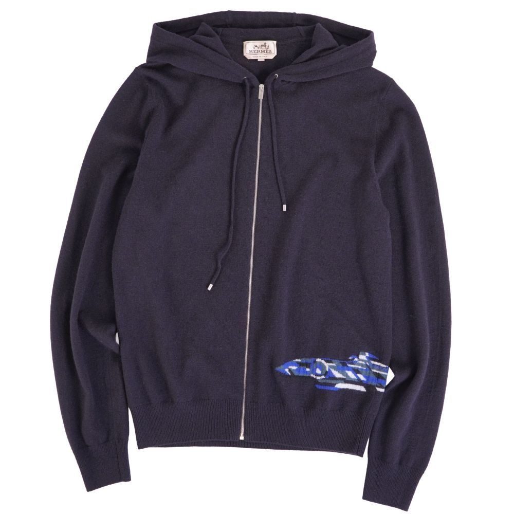 Hermes Hoodie Knit Zip Up Wool