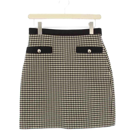 Gucci Tight Skirt Mini Gingham Check 38 White Black