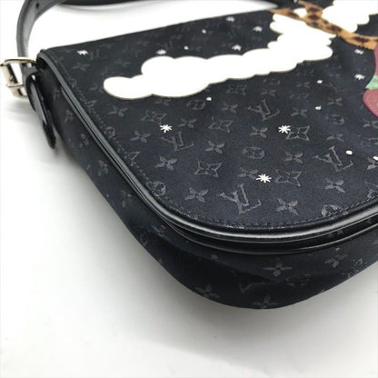 Louis Vuitton Monogram Comte Douffe Satin Shoulder Bag Black Purse
