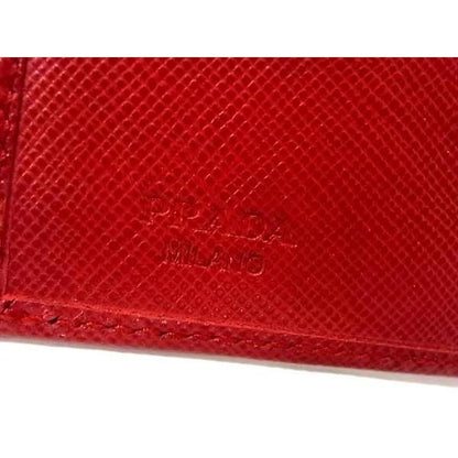 Prada Wallet Trifold Red Saffiano Leather Women Gold Hardware — view 2