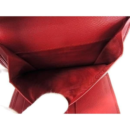 Prada Wallet Trifold Red Saffiano Leather Women Gold Hardware — view 7