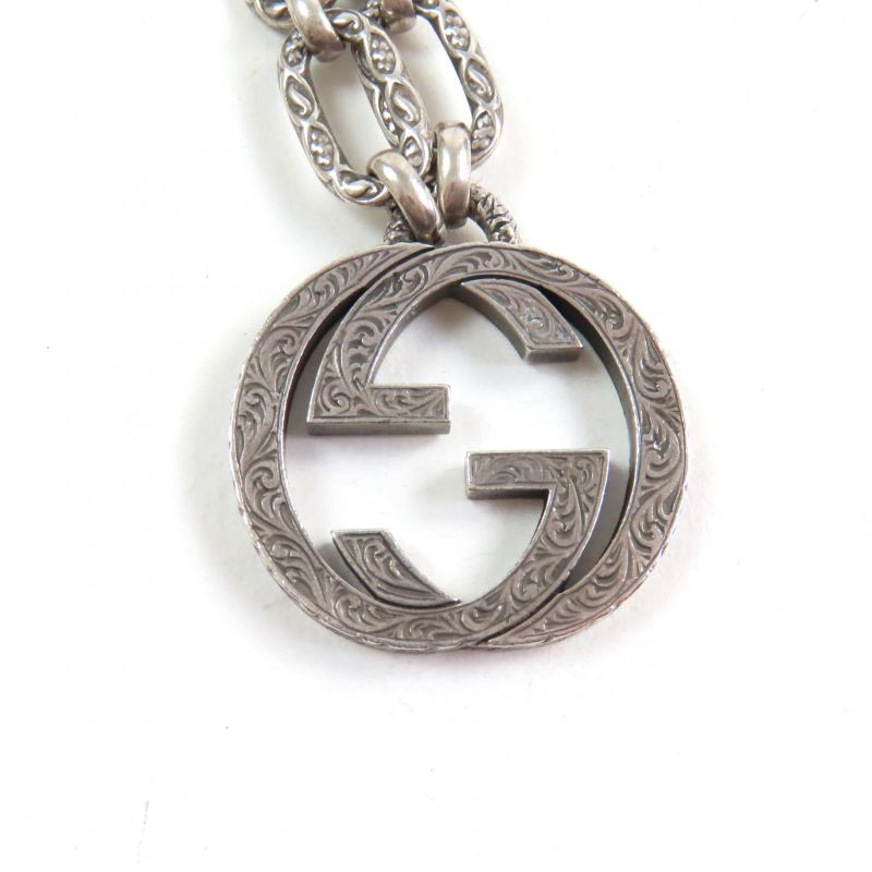 Gucci 524890 Interlocking G Arabesque Long Chain Necklace Ag925 Silver With Box