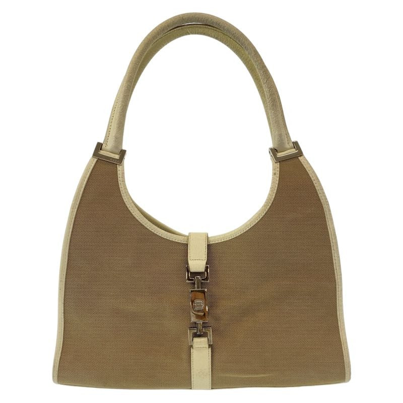 Gucci Jackie Beige White Silver Hardware Canvas 002 1067 Shoulder Bag Handbag