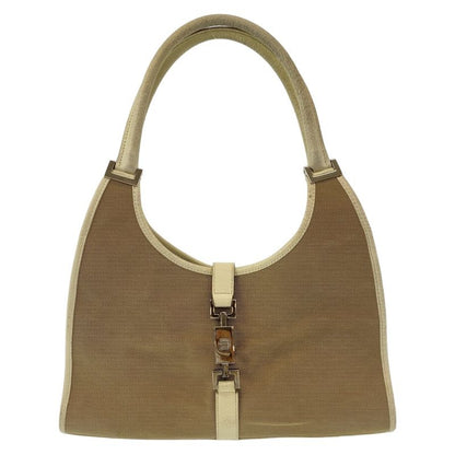 Gucci Jackie Beige White Silver Hardware Canvas 002 1067 Shoulder Bag Handbag