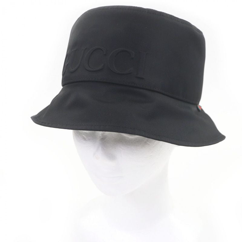 Gucci Embossed Logo Sherry Line Bucket Hat Black