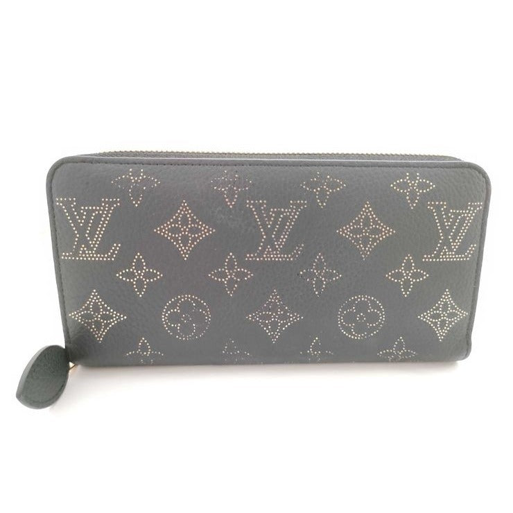 Louis Vuitton Monogram Mahina Zippy Wallet Black Gold Leather