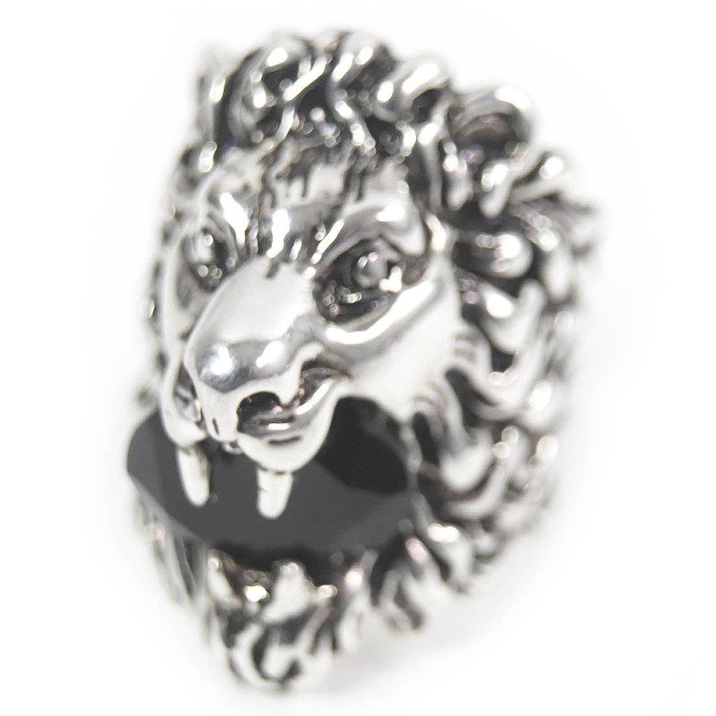 Gucci Lion Head Ring - Ring Accessory - Colored Stone Silver Black 16 With Box