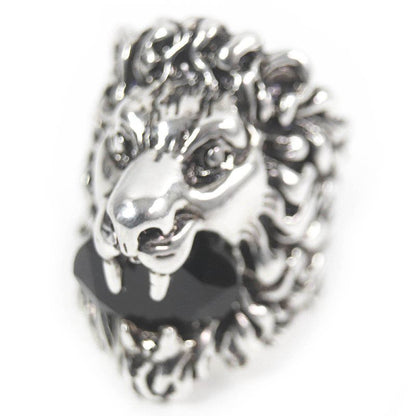Gucci Lion Head Ring - Ring Accessory - Colored Stone Silver Black 16 With Box