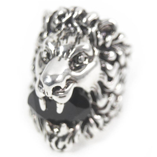 Gucci Lion Head Ring - Ring Accessory - Colored Stone Silver Black 16 With Box