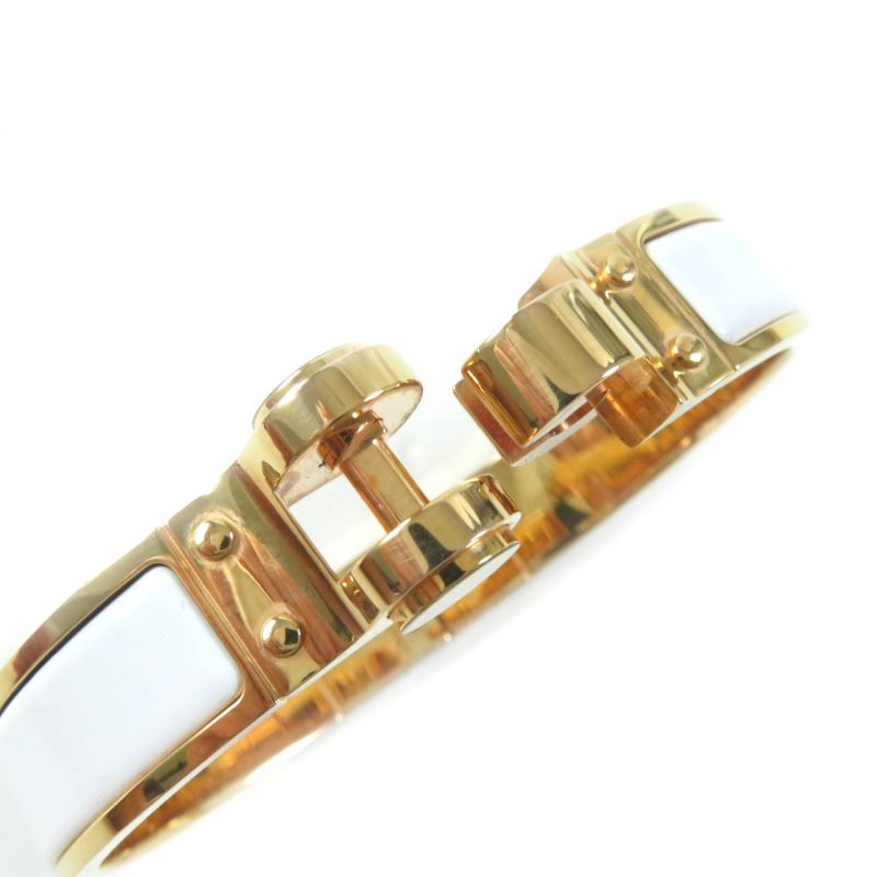 Hermes Charnières Bangle GP Bracelet Accessory White Gold With Box And Storage