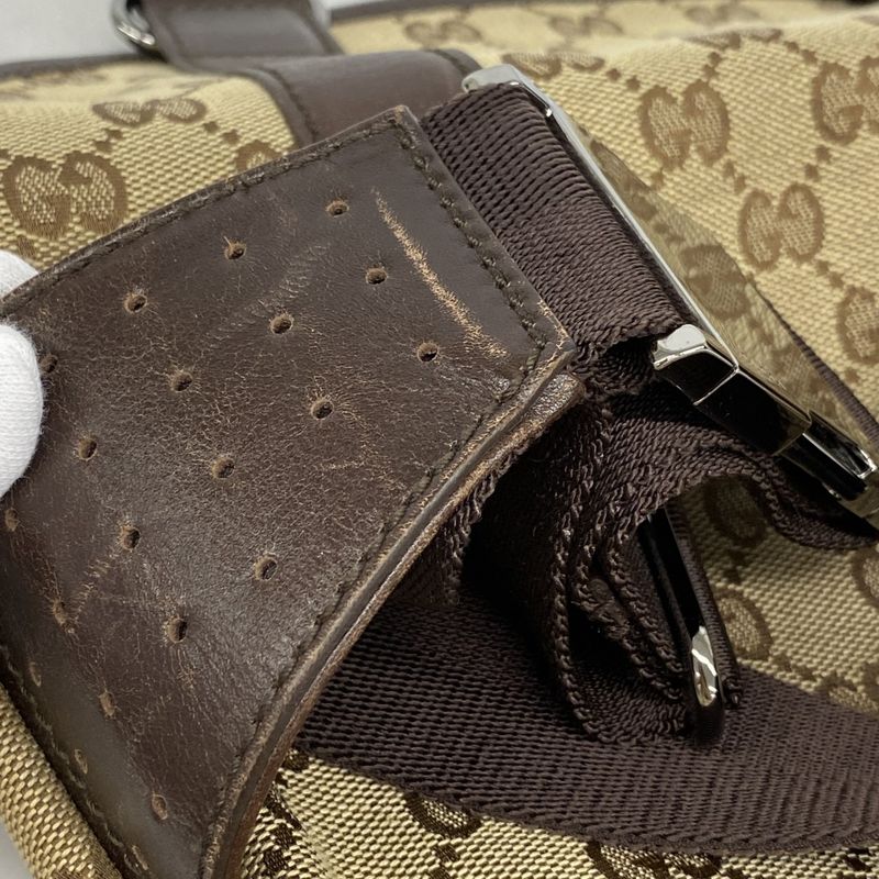 Gucci Waist Bag GG Canvas 145851 Canvas Brown Silver Hardware Women