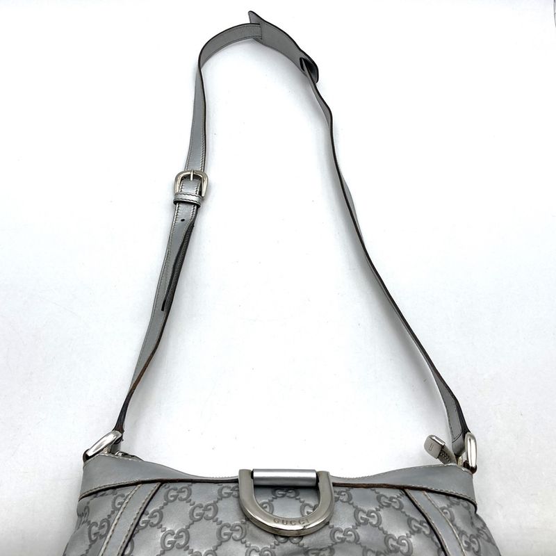 Gucci 203257 Shoulder Bag Abby Guccissima Leather Silver Women