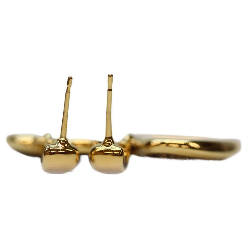 Chanel C24K Gold Black Heart Lace Design Coco Mark Earrings