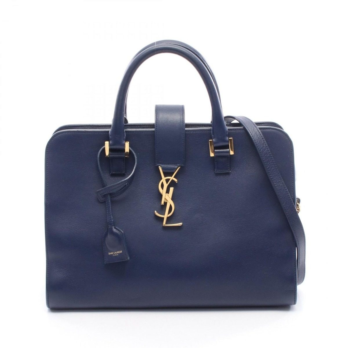 Saint Laurent Paris Handbag Cabas Small 2-Way Navy Leather