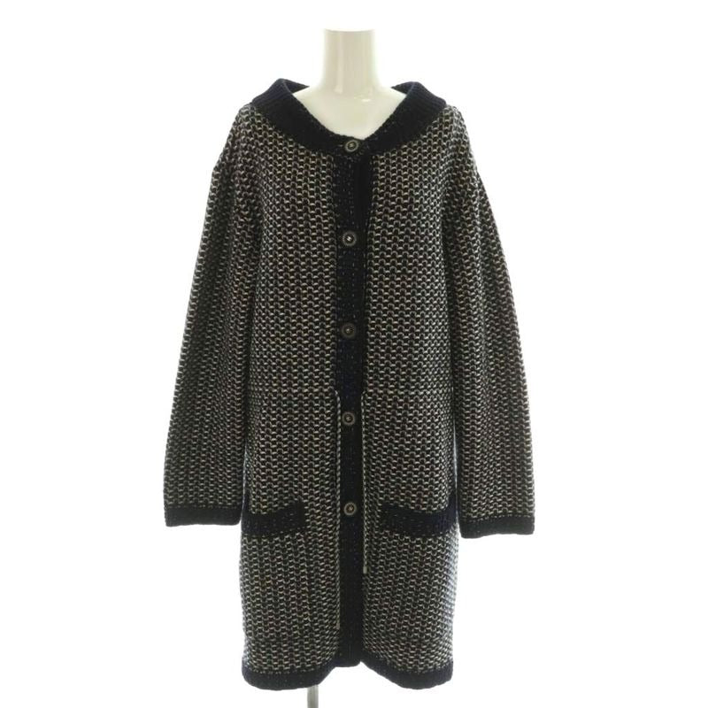 Chanel Long Cardigan Knit Sleeves Coco Mark Button Cashmere Silk Blend 34