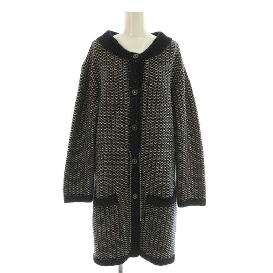 Chanel Long Cardigan Knit Sleeves Coco Mark Button Cashmere Silk Blend 34