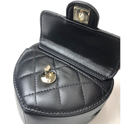 Chanel Heart Chain Wallet Quilted Lambskin Shoulder Bag Black Gold — view 6
