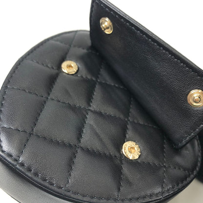 Chanel Heart Chain Wallet Quilted Lambskin Shoulder Bag Black Gold — view 8