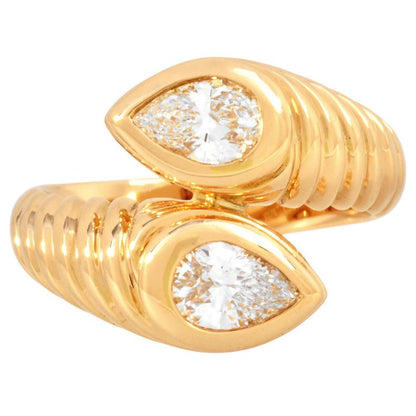 Bulgari Bvlgari Doppio Bachelato Ring With Diamonds Approx 95 18K Yellow Gold