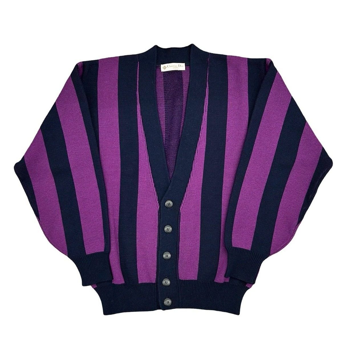 Dior Vintage Wool Cardigan M Purple Navy