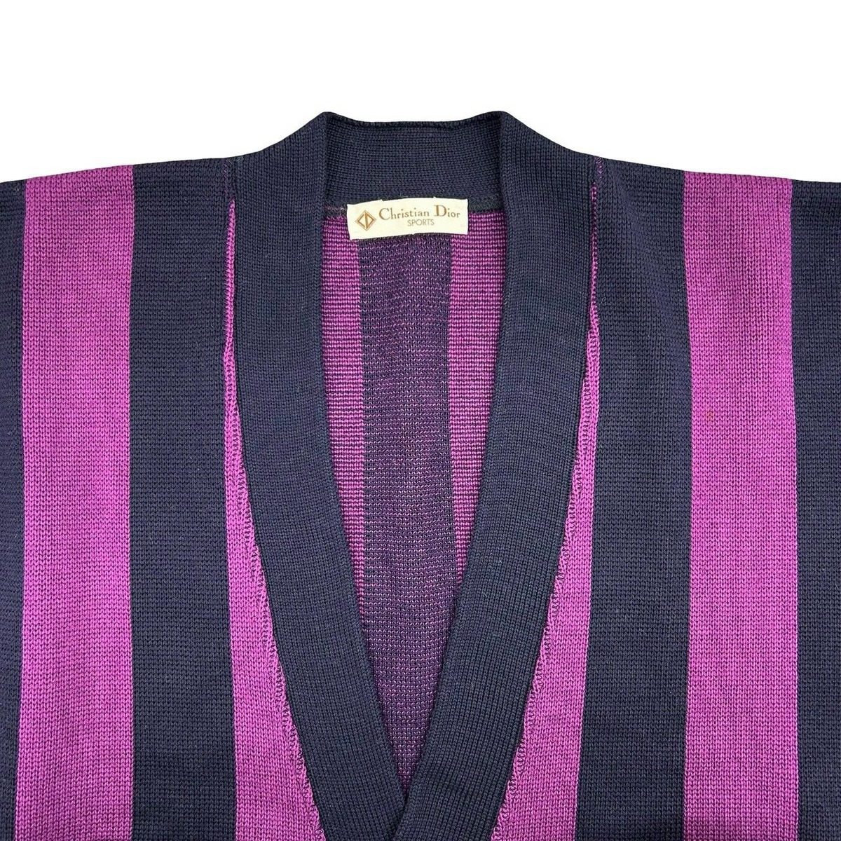 Dior Vintage Wool Cardigan M Purple Navy — view 3