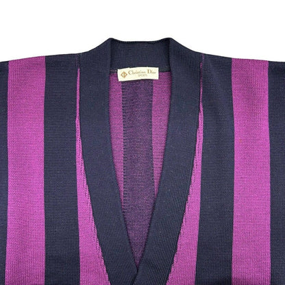 Dior Vintage Wool Cardigan M Purple Navy — view 3