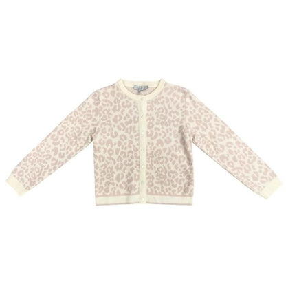 Christian Dior Cardigan Knit Size 13 Leopard Print Wool Pink Beige