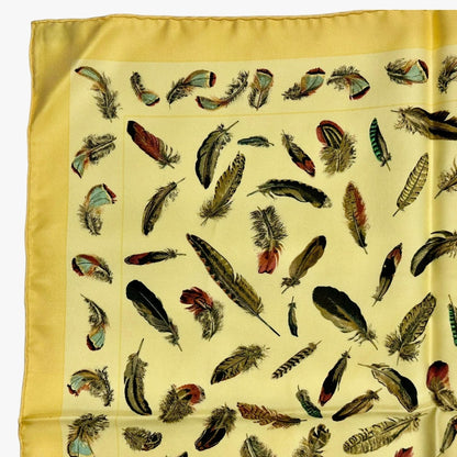 Hermes Silk Scarf Feather Print Yellow — view 2