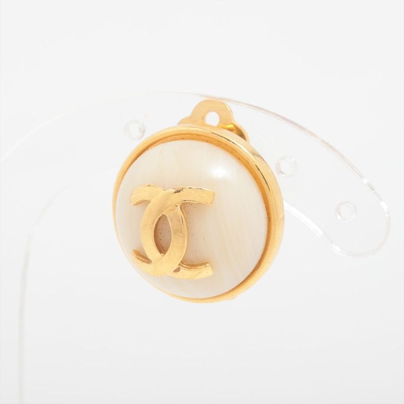 Chanel Coco Mark 207 Earrings GP And Faux Pearl