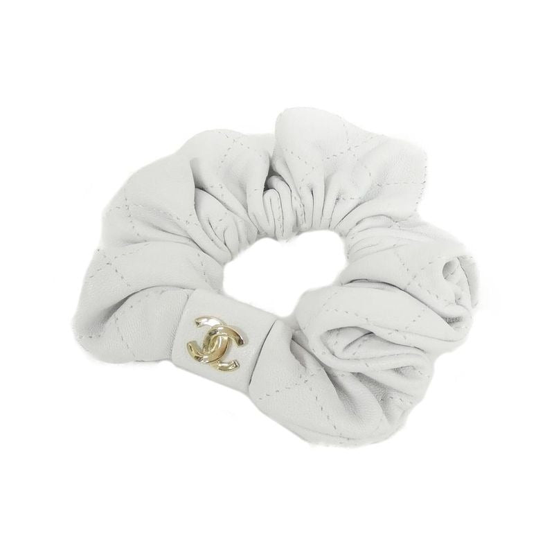 Chanel CC Hair Scrunchie White