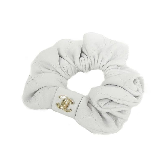 Chanel CC Hair Scrunchie White