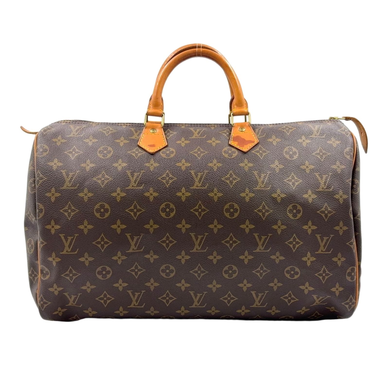 Louis Vuitton Speedy 40 Monogram Leather Brown Boston Bag Gold