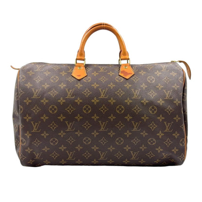 Louis Vuitton Speedy 40 Monogram Leather Brown Boston Bag Gold