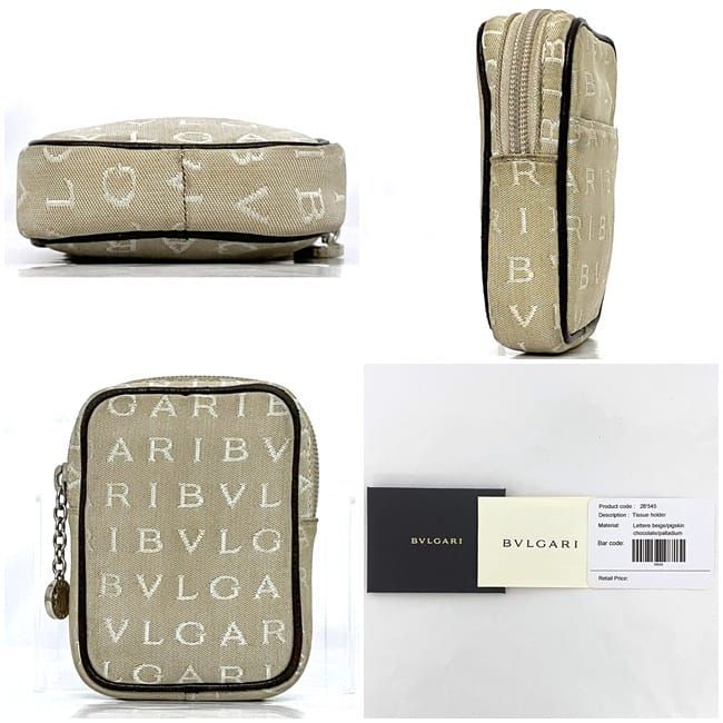 Bulgari Pouch Beige Brown Logomania 26545 Small Bag