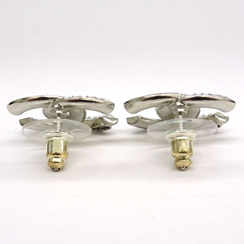 Chanel Earrings Coco Mark A24V Rhinestone Metal SV Accessories -