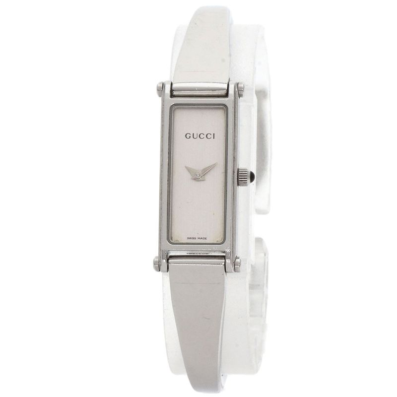 Gucci 1500l Square Face Bangle Watch SS Ladies